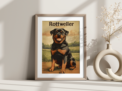 Affiche race de chien vintage – Illustration murale rétro – Collection chiens au choix