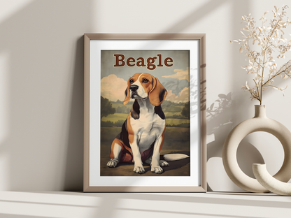 Affiche race de chien vintage – Illustration murale rétro – Collection chiens au choix