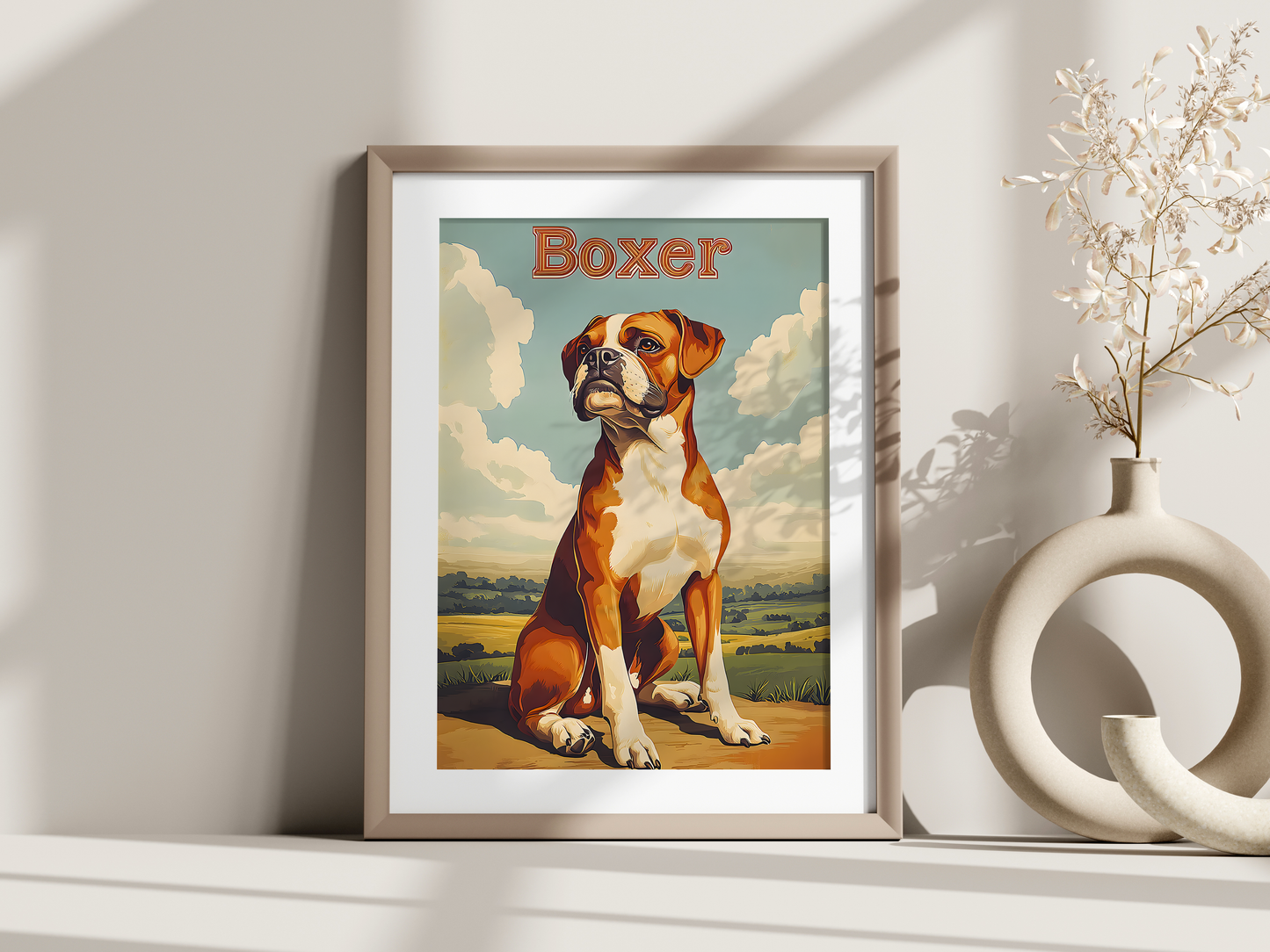 Affiche race de chien vintage – Illustration murale rétro – Collection chiens au choix