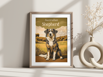 Affiche race de chien vintage – Illustration murale rétro – Collection chiens au choix