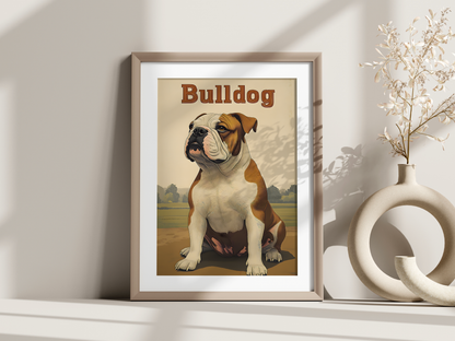 Affiche race de chien vintage – Illustration murale rétro – Collection chiens au choix