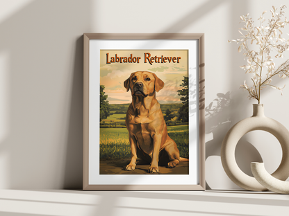 Affiche race de chien vintage – Illustration murale rétro – Collection chiens au choix
