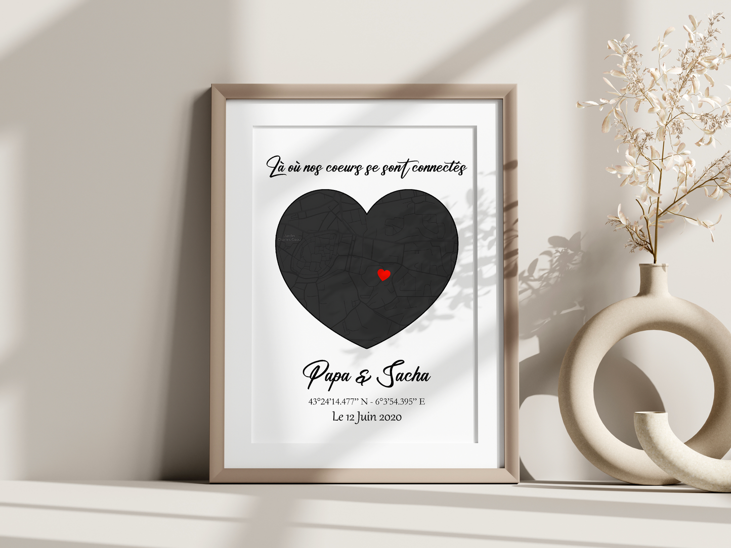 Affiche Naissance personnalisée – “Là où nos cœurs se sont connectés”