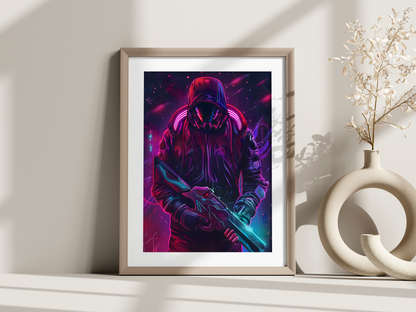 Affiche gamer néon – Illustration cyberpunk futuriste – Collection 6 modèles au choix