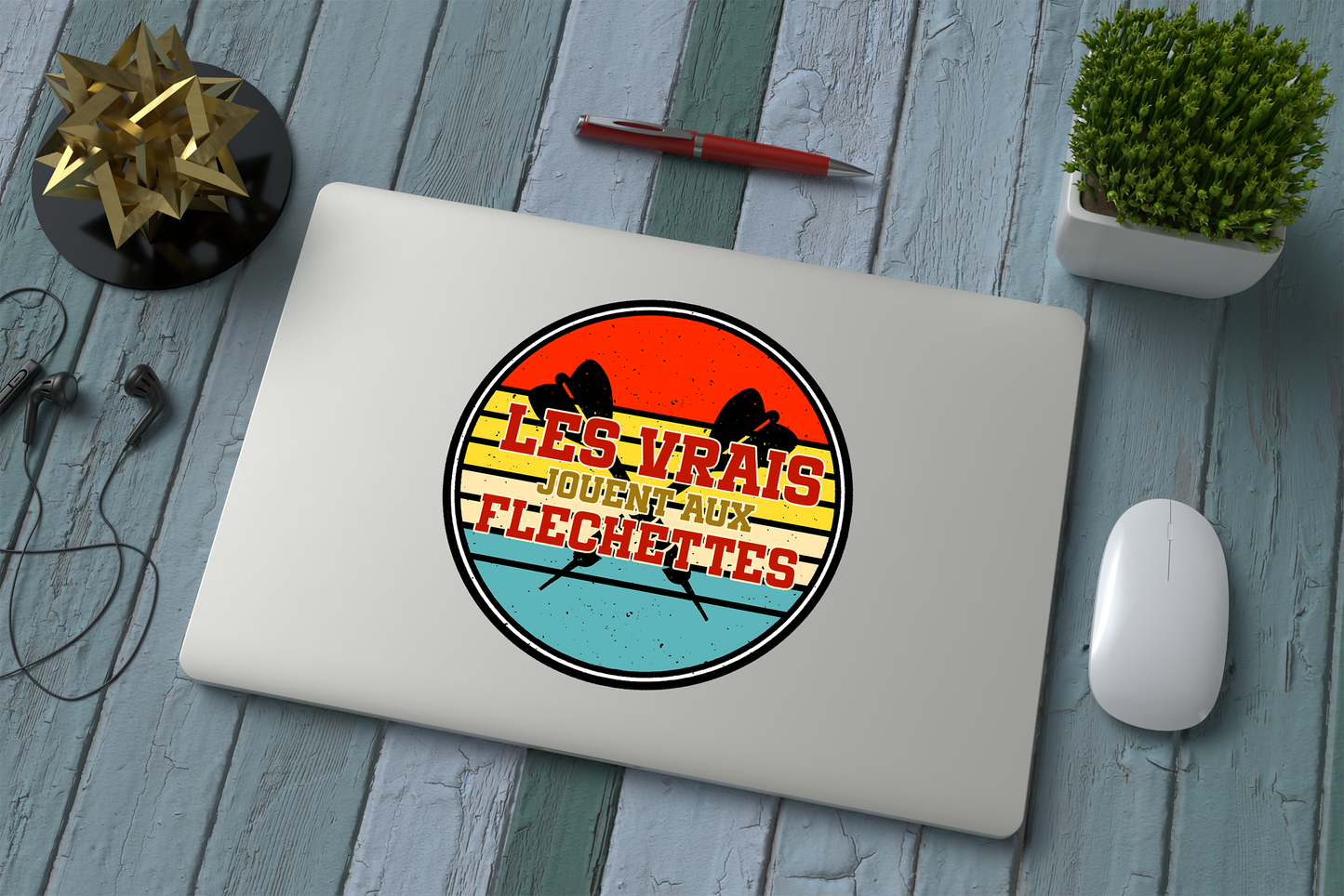 Sticker “Les vrais jouent aux fléchettes” Style vintage rétro