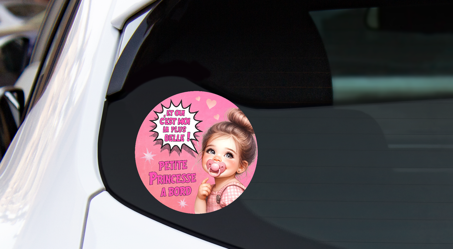 Petite Princesse à Bord – Sticker Voiture Bébé Fille