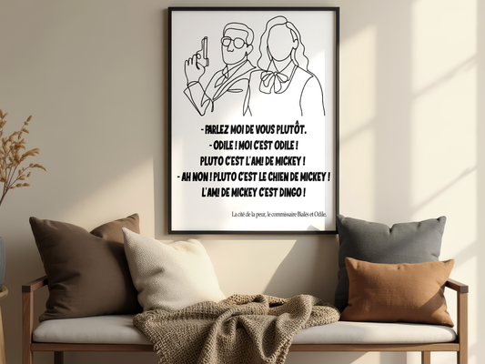 Affiche La Cité de la peur – Citation culte – Art one line minimaliste